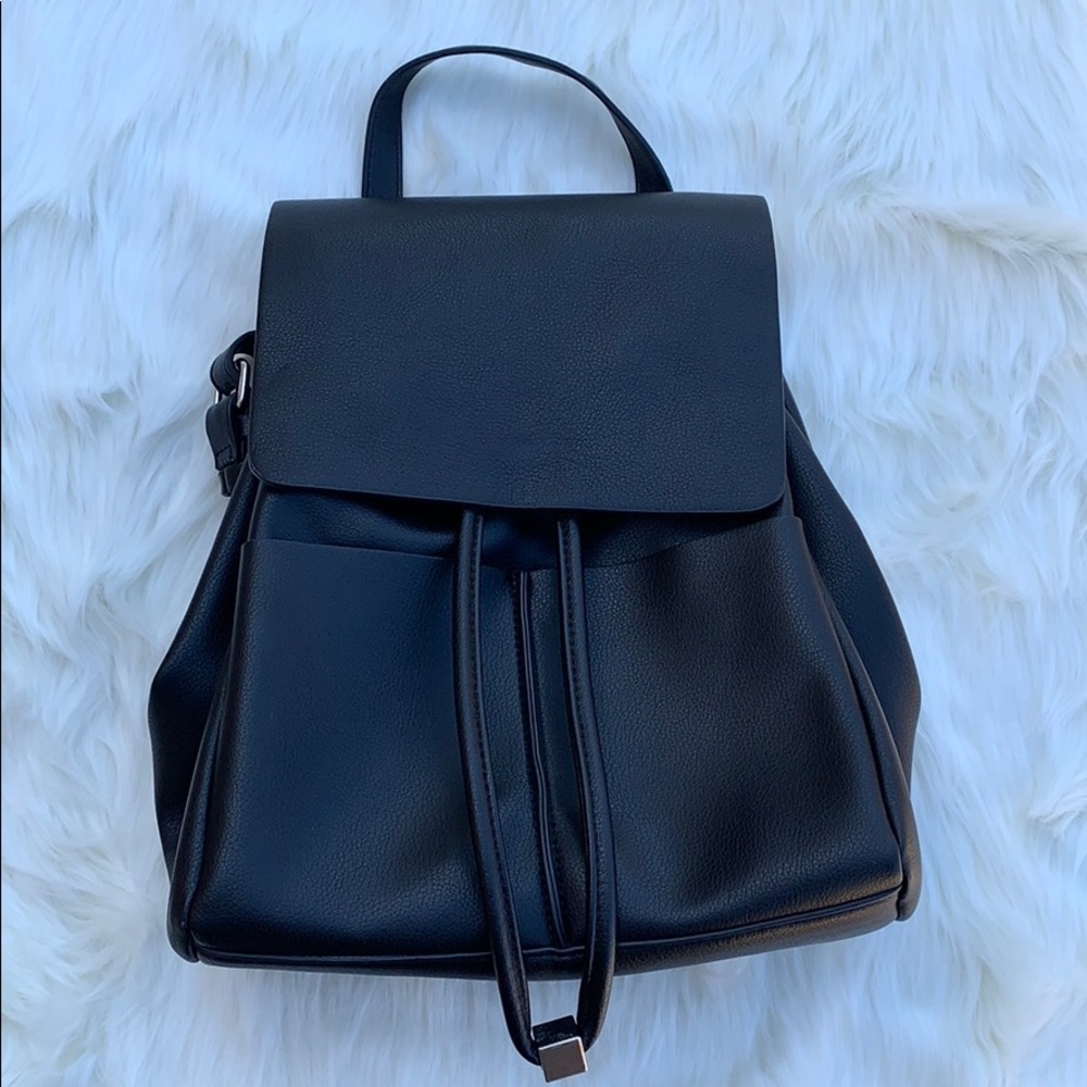 Zara Faux Leather Backpack in Black
